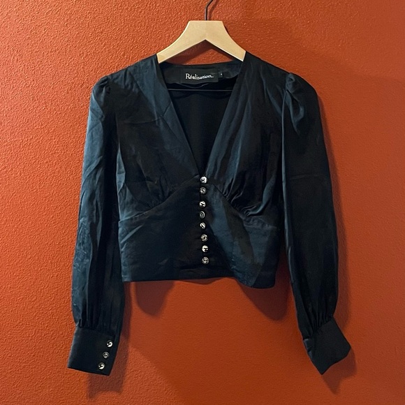 Realisation Par Black Blouse with Silver Buttons - Picture 1 of 7